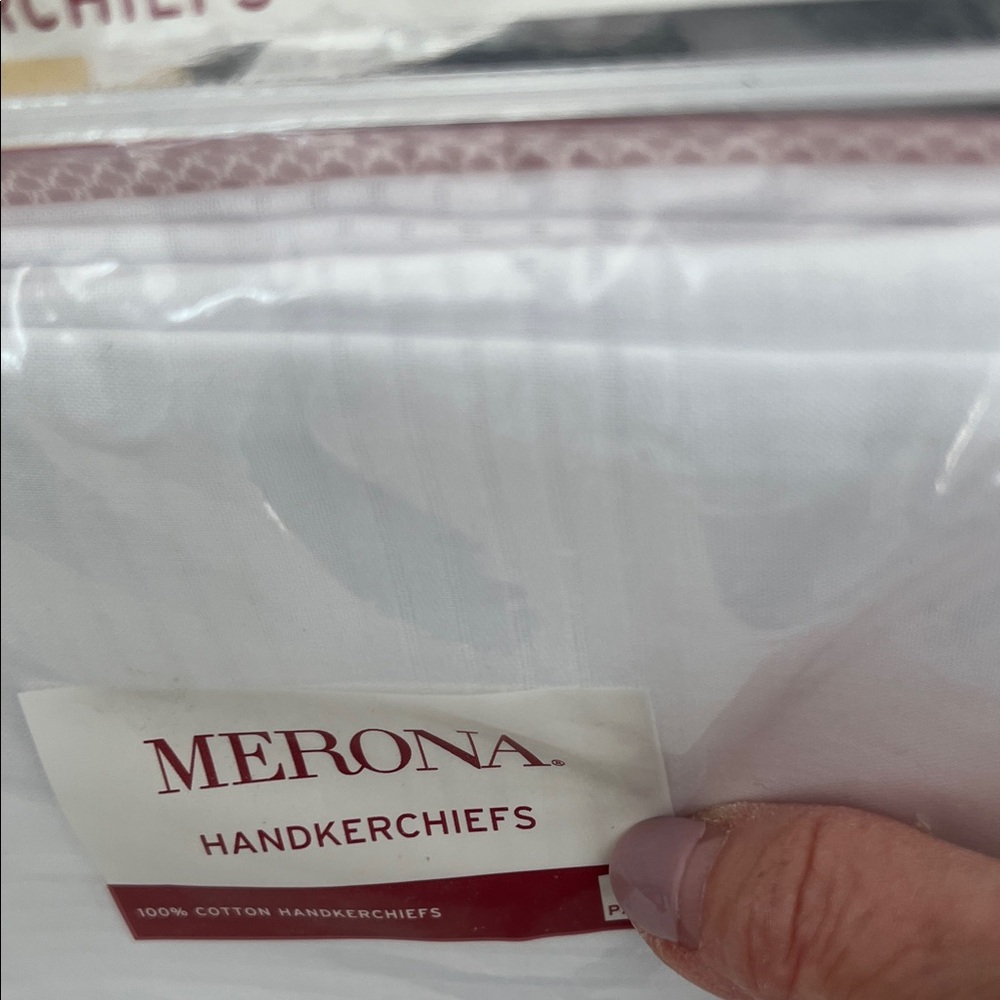 NEW 6-pack White on white tartan plaid Cotton Handkerchiefs in packaging - Picture 4 of 8